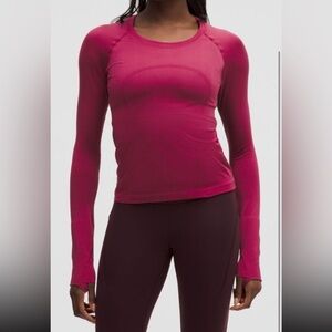14 lululemon athletica swiftly tech Long Sleeve top berry burgundy